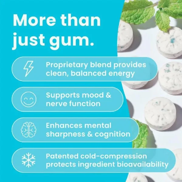 engre_02 Energy & Focus Gum with Natural Caffeine, L-Theanine & B Vitamins | Peppermint Functional Gum