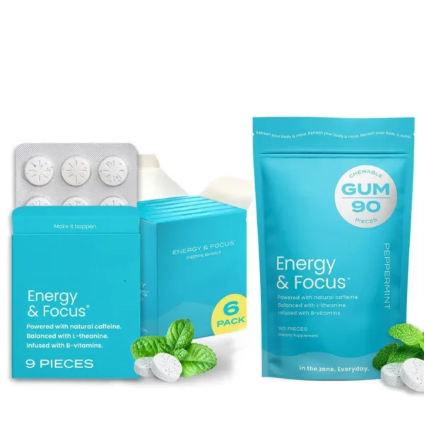 engre_05 Energy & Focus Gum with Natural Caffeine, L-Theanine & B Vitamins | Peppermint Functional Gum