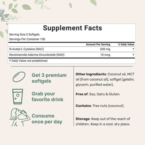 n-a-c_04 NAC 600mg Softgels with NAD+ – Antioxidant & Cellular Health Support