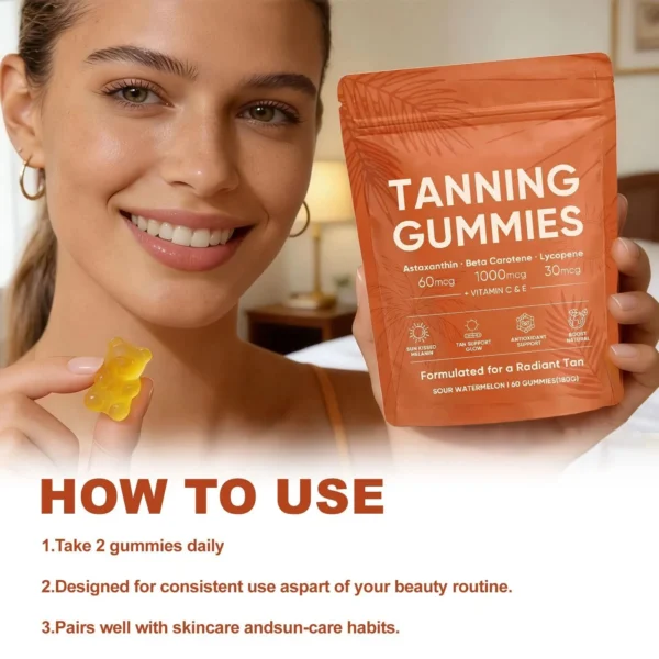 tanning gummis_02 Tanning Gummies with Astaxanthin, Beta Carotene & Lycopene – Beauty & Glow Support
