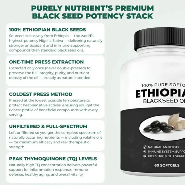 Ethiopian Black Seed Oil Softgels – Immune, Digestive & Daily Wellness Support